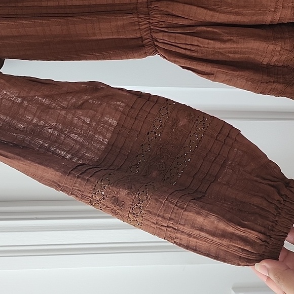 American Eagles Embroidered Wrap Front Mini Dress size small, color Brown - Picture 4 of 6